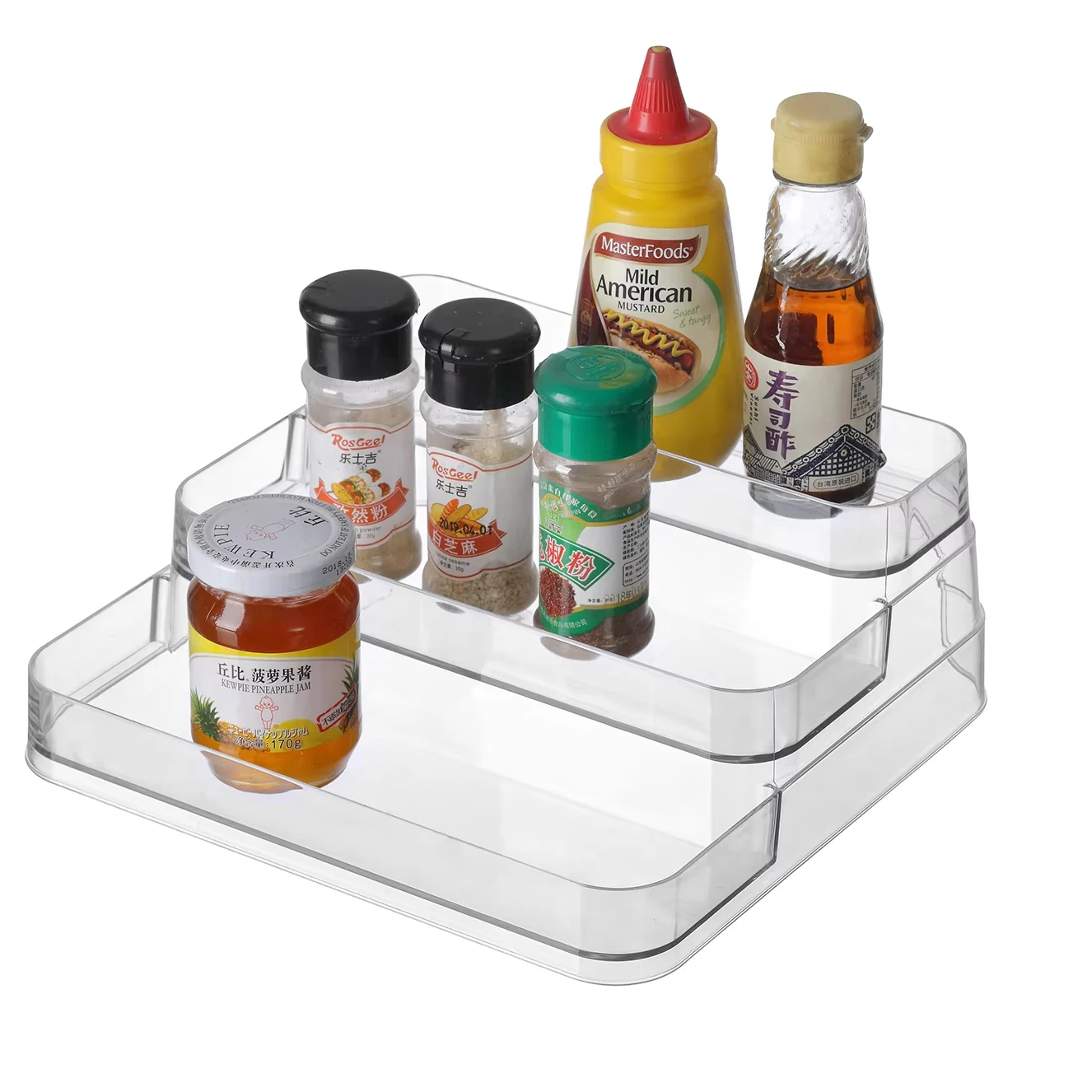 Plastic Stadium Spice Rack, 3-Tier Organizer for Kitchen Pantry, Cabinet, Countertops,  Office, Craft Room