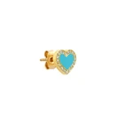 Enamel Zircon Earrings Zircon Gemnel 925 Sterling Silver Enamel Turquoise Heart With Zircon Stud Earrings
