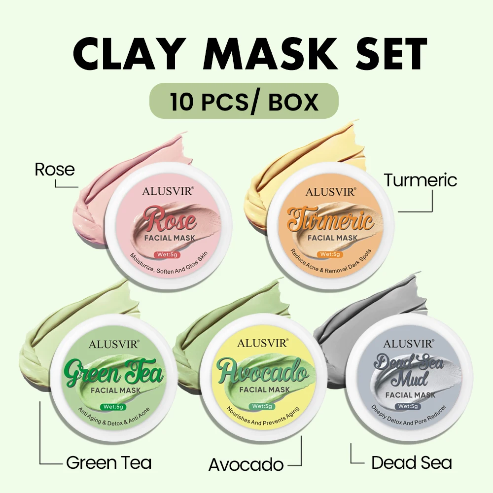 Wholesale Mini Clay Mask Green Tea Dead Sea Rose Whitening Exfoliating Blackhead Remover Face Mud Clay Facial Mask Pods Set