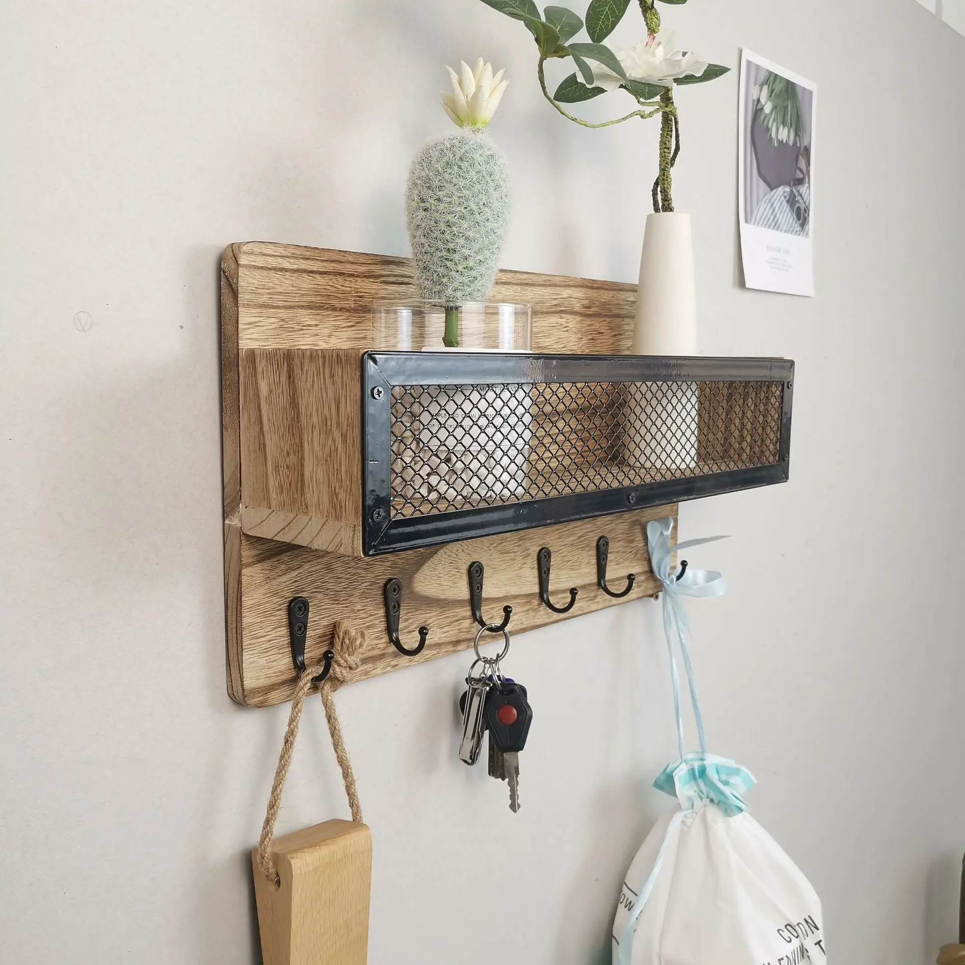 floating wooden wall shelves home decor shower shelf wall slat mounted storage organizer rack wall hooks with shelf entryway