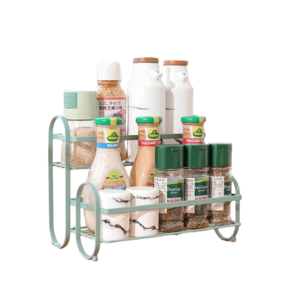 Multi-colour kitchen storage rack double layer organizer bathroom amenities container