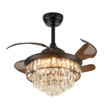 European decorative crystal chandelier modern ceiling fan light led electric fan remote control ceiling fan with lamp