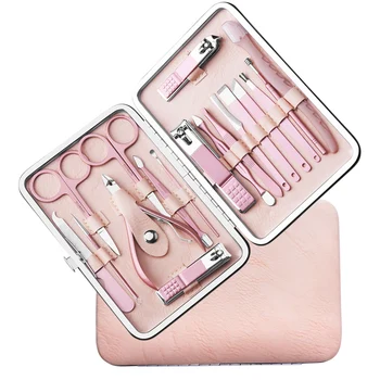 New Best seller Best Quality Rose Gold 18 in1 Pedicure Manicure Nail Clipper kit with Eyebrow Trimmer Manicure set