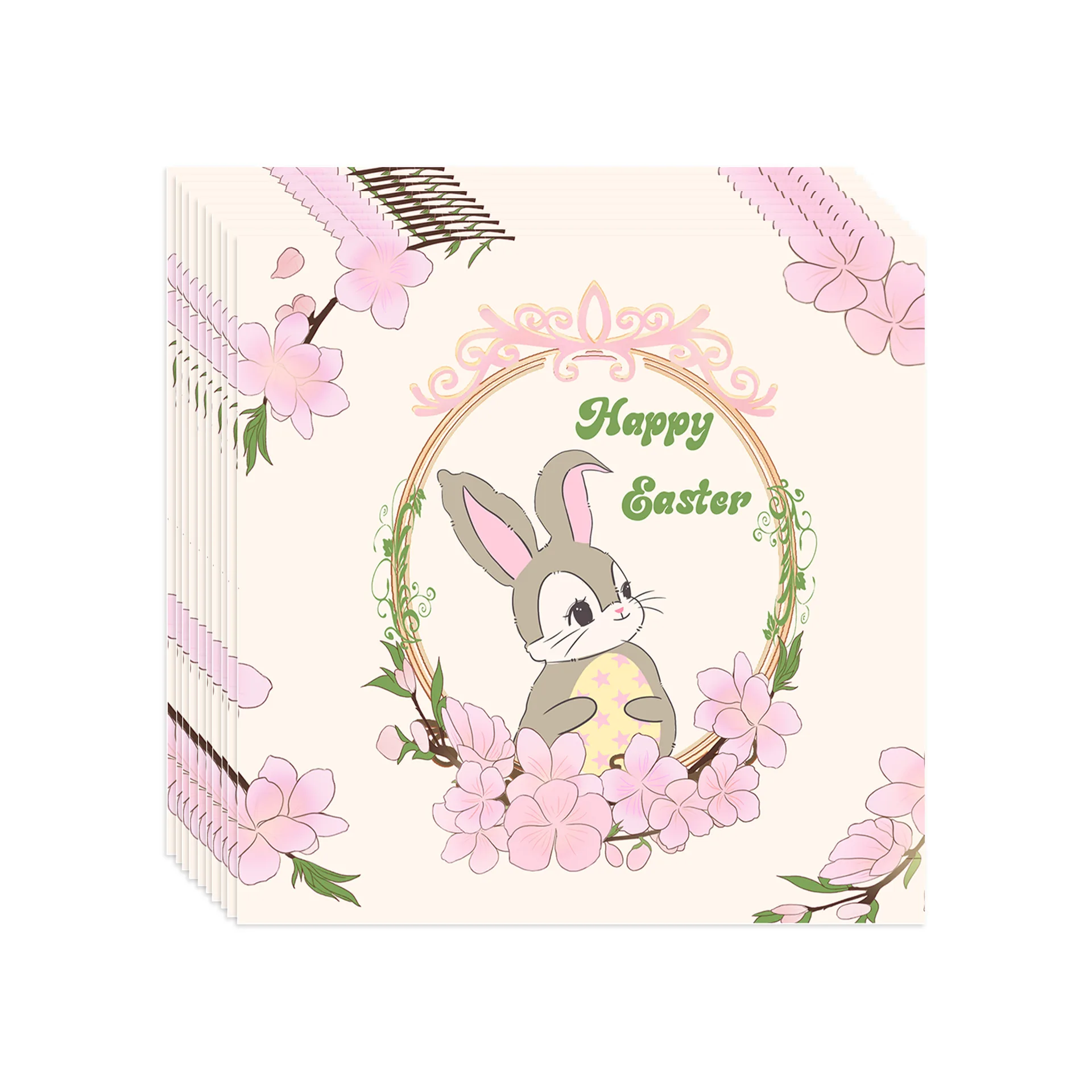 Custom Easter Bunny Print Disposable Tableware Set Paper Plates and Cups for Birthday Party Decorations