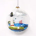 Low Price Wholesaler Xmas Glass Decoration Christmas Hanging Lighthouse Flat Ball