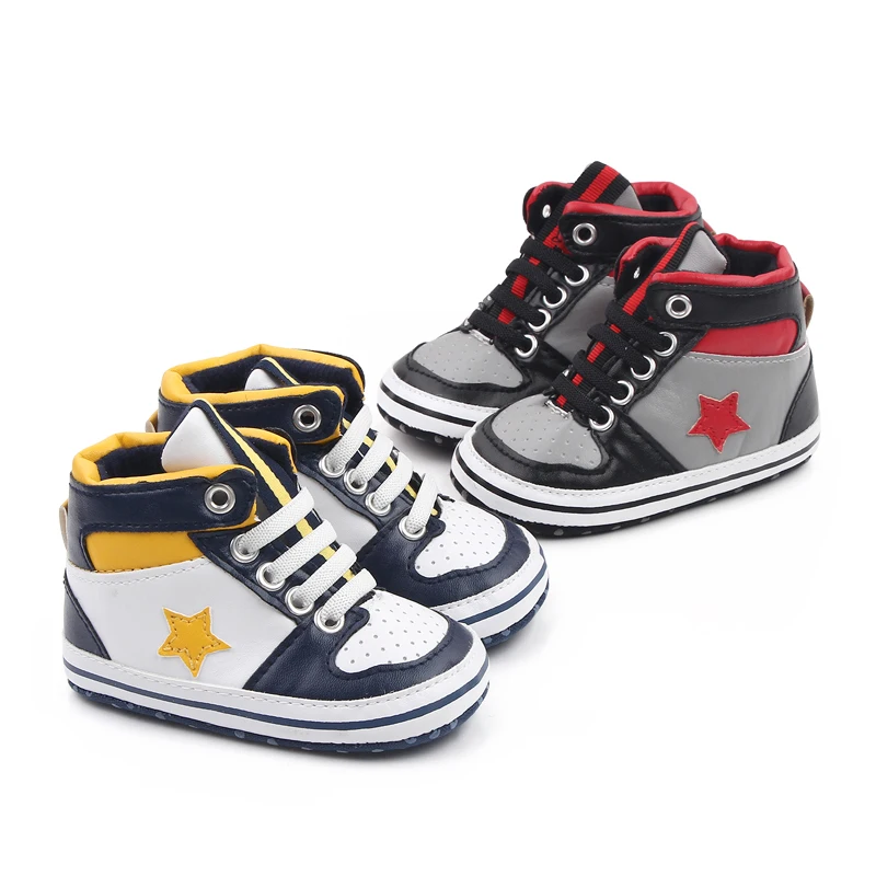 Spring and autumn new 3-6-12 months Bao Bao star stripes fashion cool high top toddler shoes supplier