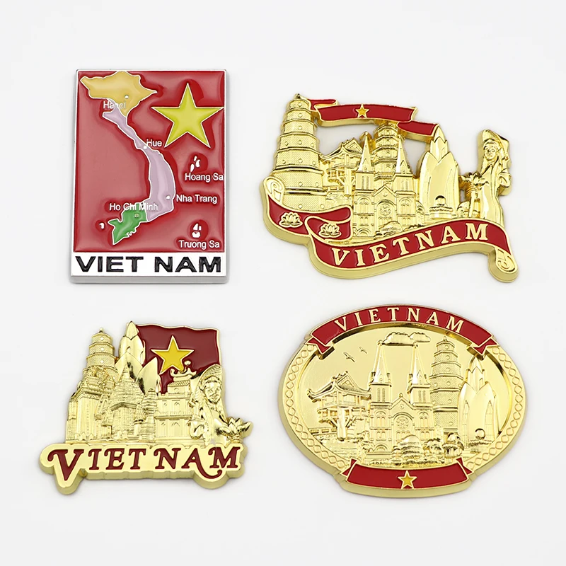 个性化越南奢华设计旅游纪念品3d定制金属标志冰箱冰箱贴