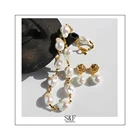Jewelry Elegant Baroque Freshwater Pearl Chunky Choker 18k Gold Plated Brass Link Chain Pendant Necklace Jewelry Set
