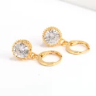 Diamond Earrings Elegant Round Sapphire Diamond Gemstone Wedding Drop Cubic Zircon Earrings
