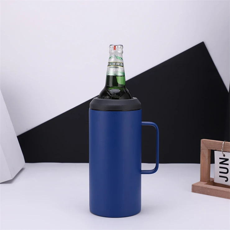 Stainless Steel Beer Wine Cooler Double Walled Vacuum Insulated Can Cooler Holder with Handle