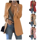 Suit Long Autumn Casual Lapel Slim Suit Long Sleeve Work Coat Office Lady Elegant Blazers