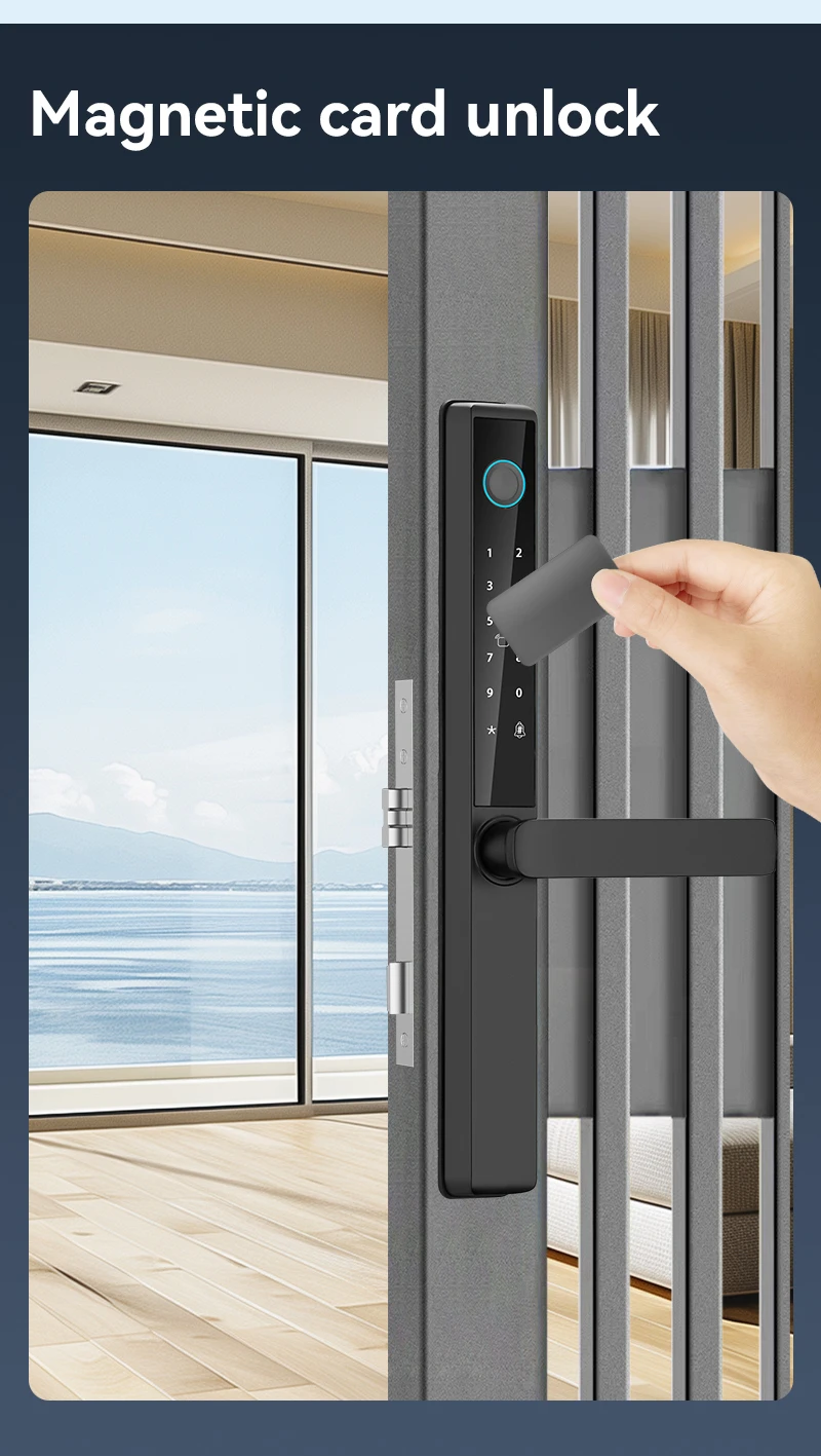 Qleung New Design S960 Waterproof Front Panel Smart Lock Tuya Wifi TTlock Digital Fingerprint Card Code Door Lock 7