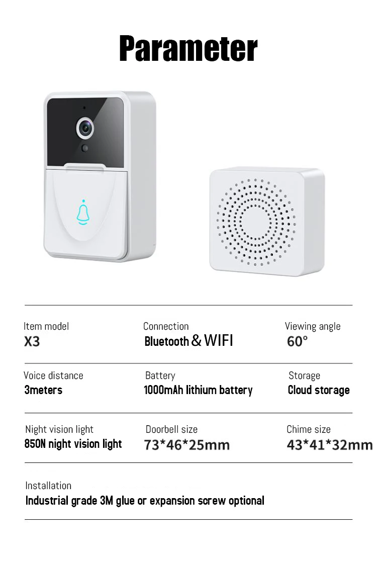 Wireless Door Bell With Camera And Wifi Video Doorbell 1080p Tuya