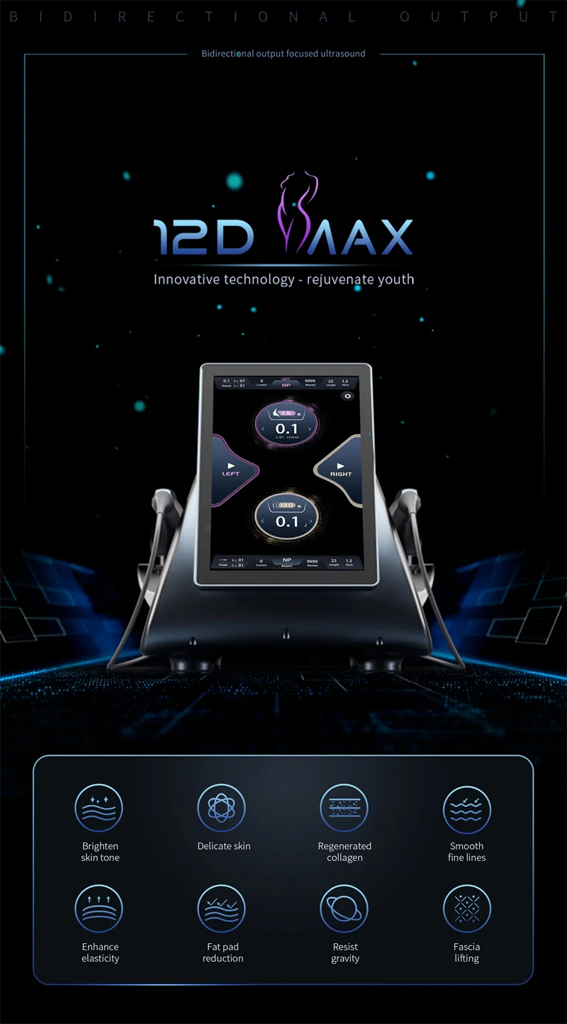 Hifu12D Machine Face Shaping Wrinkles Remove Body Slimming Beauty Device 9D High Intensity Focused Ultrasound