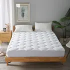 Bed Mattress Pad Microfiber Fabric Polyfiber Filling Haxagon Quilting Pattern Elastic Skirt Double Bed For Home Hotel