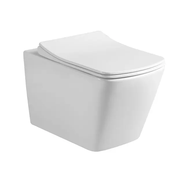 Modern Square Washdown Rimless P-trap Wall Mounted Toilet for Home Bathroom One Piece Ceramic UF Material Soft Closing Seat 4/6L