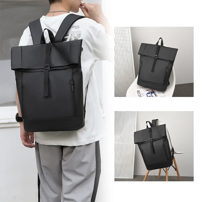 New Pu Leather Back Pack Durable Casual Simple Travel Waterproof Laptop backpack Bags for Men