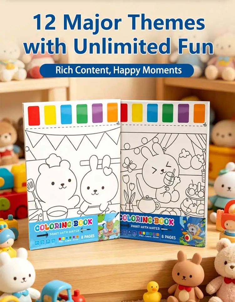 product keybaby custom 2026 cute children diy ins characters simple water coloring books with pigment for shop-6