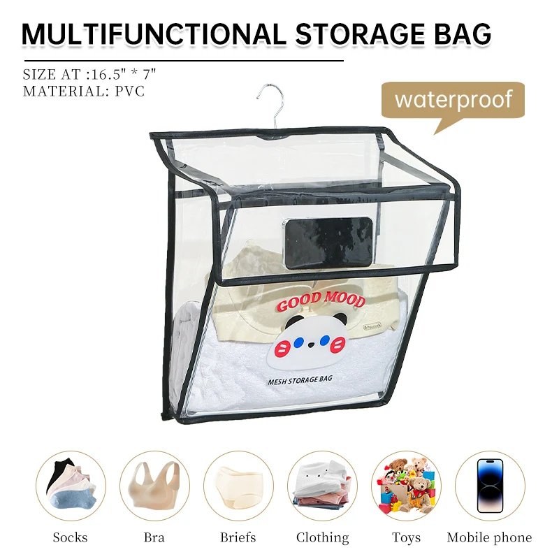 New bathroom storage bag wall hanging waterproof organizer collection for clothes underwear storage bag