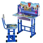 Cute cartoon kids study table with chair MDF desk metal frame