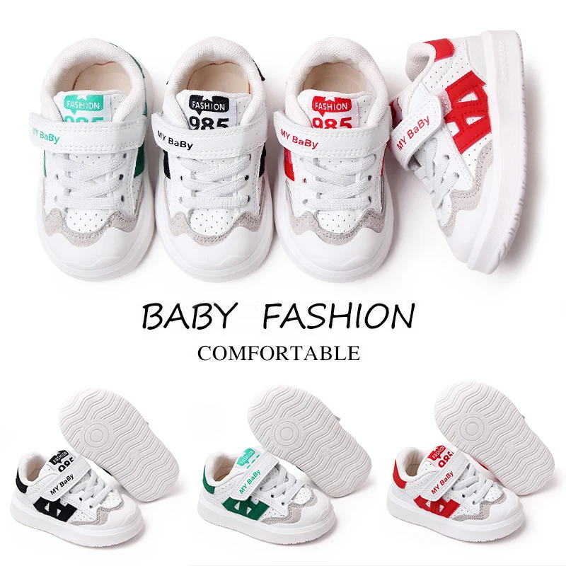 New Arrival Soft PU Leather Sport White Toddler Kids Baby Casual Shoes 2023 factory