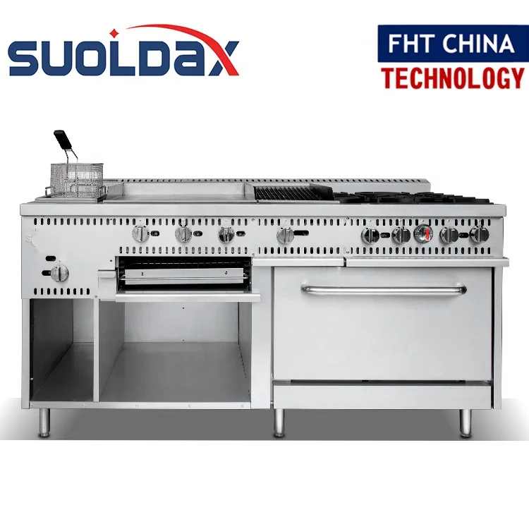 Restaurant Cooking Equipment  72" Commercial Gas range 4 burner & Griddle/Salamander &Gharbroiler and Fryer