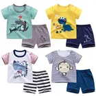 Wholesale Custom Baby Clothes Cotton Cute Print Short Sleeve Suit Kids Clothing Childrens Clothing