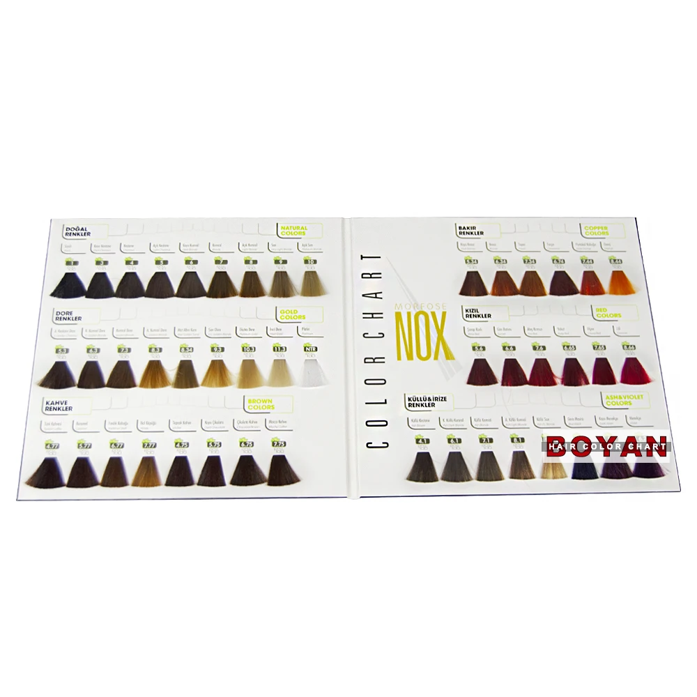 Professional And High Quality 2-page Hair Dye Color Chart For Hair Cream -  Buy Remy Hair Color Mixing And Swatch Chart,Color Chart Catalogs For Matrix  Hair Cream,Customized Matrix Hair Dye Swatch Chart