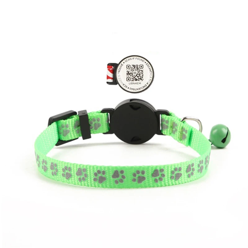 Hot Selling Silicone Reflective Dog Collar with QR Code & Paw ID Tags Durable Print Anti-Loss Tracking for Dogs