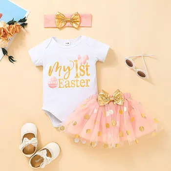 3pcs Newborn Baby Girls Clothes Sweet 1st Easter Party Baby Set Cotton Summer Casual Outfit Costume Boutique Easter Clothing
