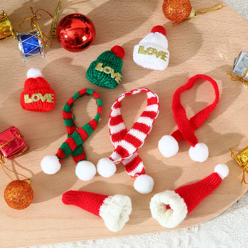 Wholesale Christmas gifts Mini hats mini scarves Red green decorative pendants Christmas tree decoration props