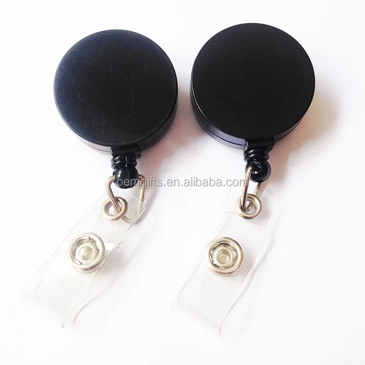 Big round Plastic Retractable ID Badge Reel Holder Accessories for ID Badges