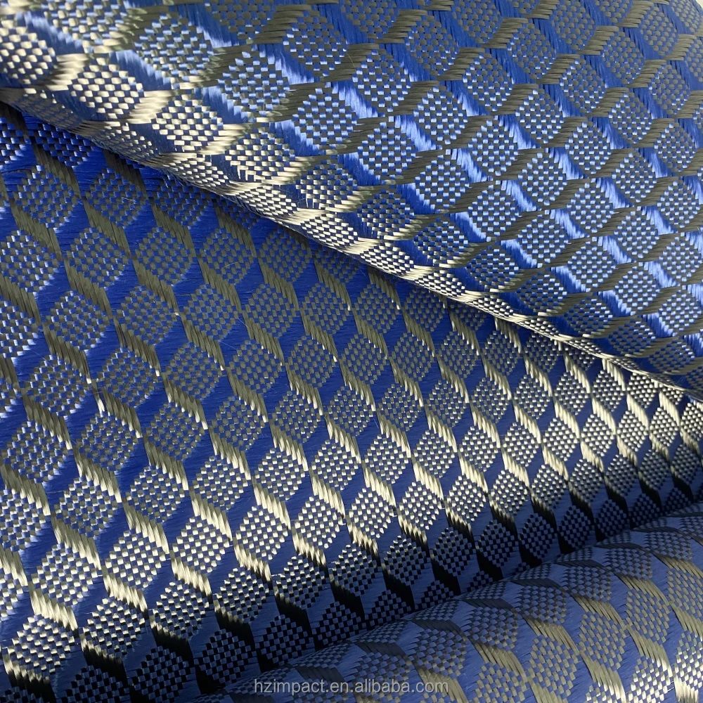Cheap Factory 3K 240gsm Blue Mix Stereoscopic Aramid Carbon Hybrid Jacquard Fiber Fabric Solid Cheap Factory 3K 240gsm Blue Mix Stereoscopic Aramid Carbon Hybrid Jacquard Fiber Fabric Solid