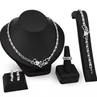 Set 18K Gold Jewelry Set Love You Lady Necklace Earrings Ring Bracelet Bride 4 Piece Set
