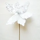 Flower Tree Large Christmas White Glittered Artificial Poinsettia Flower Picks Christmas Tree Ornaments