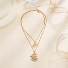 Diamond Gold Bling Diamond Dragon Zodiac Necklace 18K Gold Plated Layered Pendant Jewelry Necklace