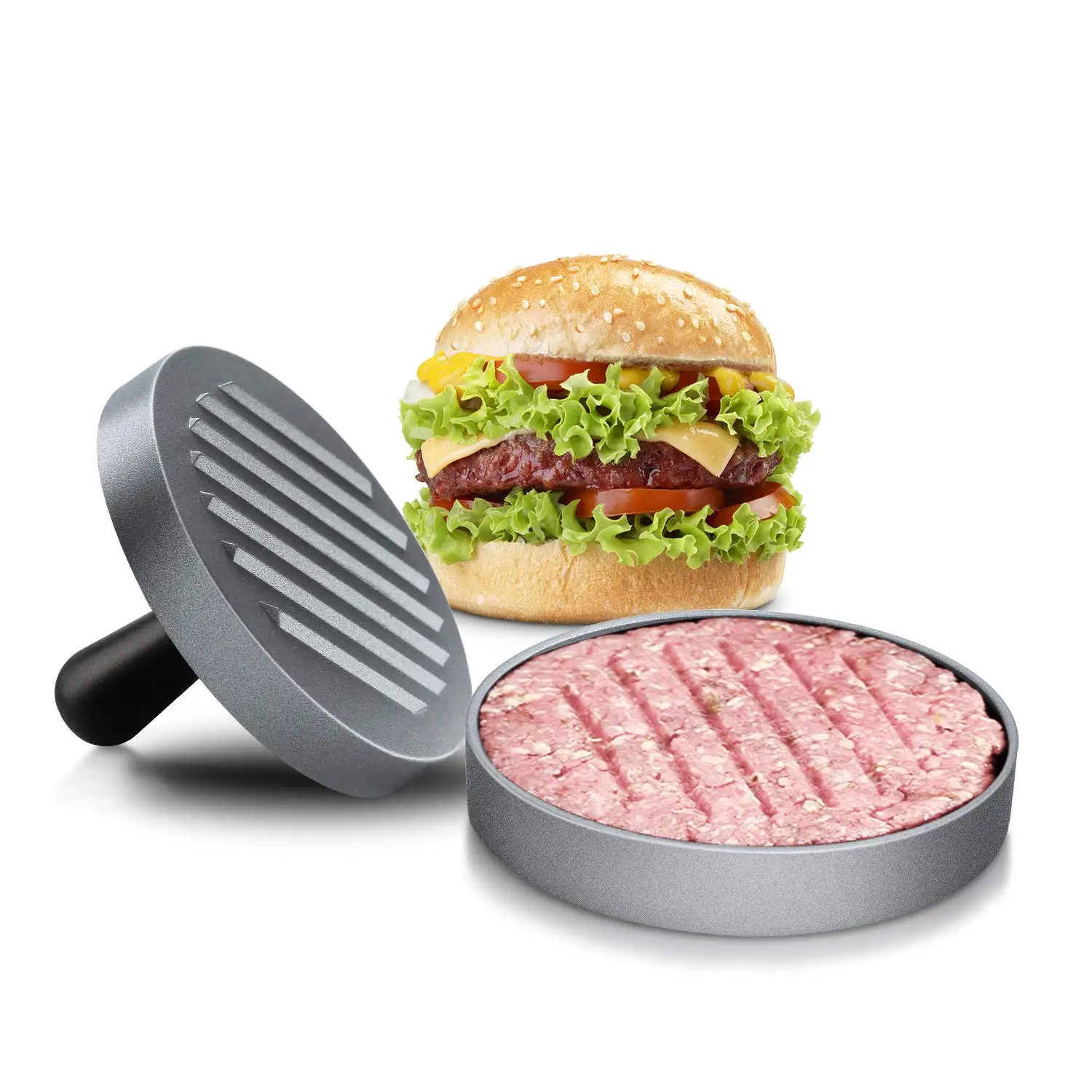 Beher Non-Stick Burger Press Aluminum Hamburger Patty Maker for BBQ Grill Reusable Round Hamburger Press 
