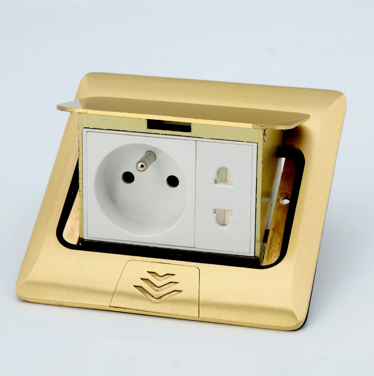 Custom copper pop-up USB charging module ground socket is embedded in the European standard power socket network floor socket
