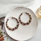 Large Earrings Fashion Design Personalized Leopard Print Large Bamboo Hoop Earrings For Women