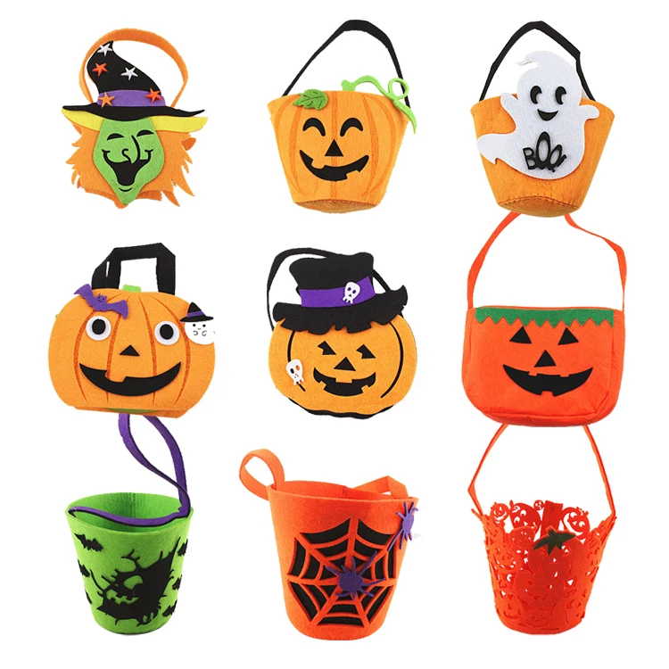 childrens tote bag pumpkin ghost witch spider halloween basket