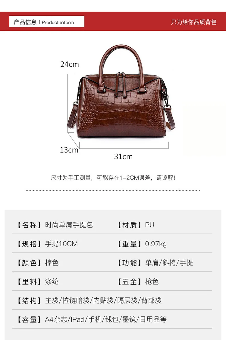 New Wholesale Fashion Embossed Alligator Pattern Leather Women Hand Bags Handbags Ladies Personalized Large Custom Tote Bag