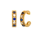 Gold Diamond Earrings Gemnel Jewelry Brass 18k Gold Plated Sapphire Beaded Diamond Earrings Cuffs