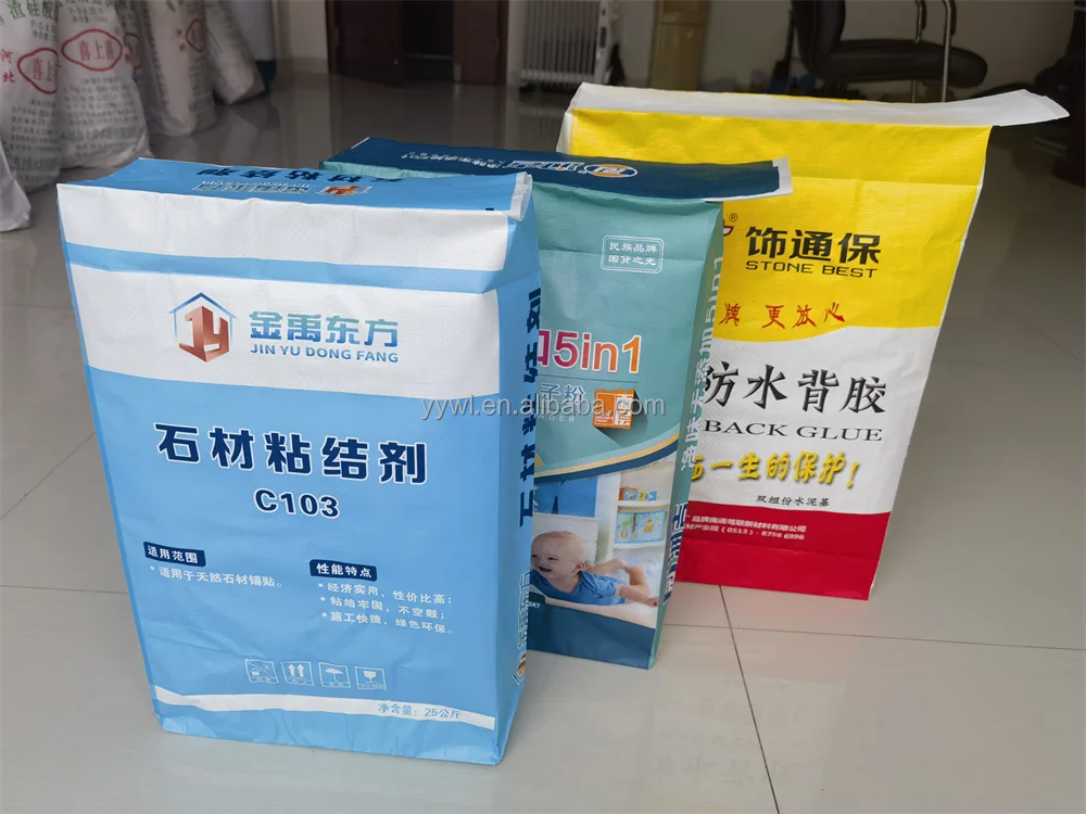 20kg 25kg Tile Adhesive Powder Bag PP Valve Bag with Square Bottom and 100% Virgin Polypropylene