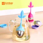 Tea Silicone Infuser Tea Eco-Friendly Tea Strainer 304 Stainless Steel Food Grade Leaf Shape Silicone Tea Infuser