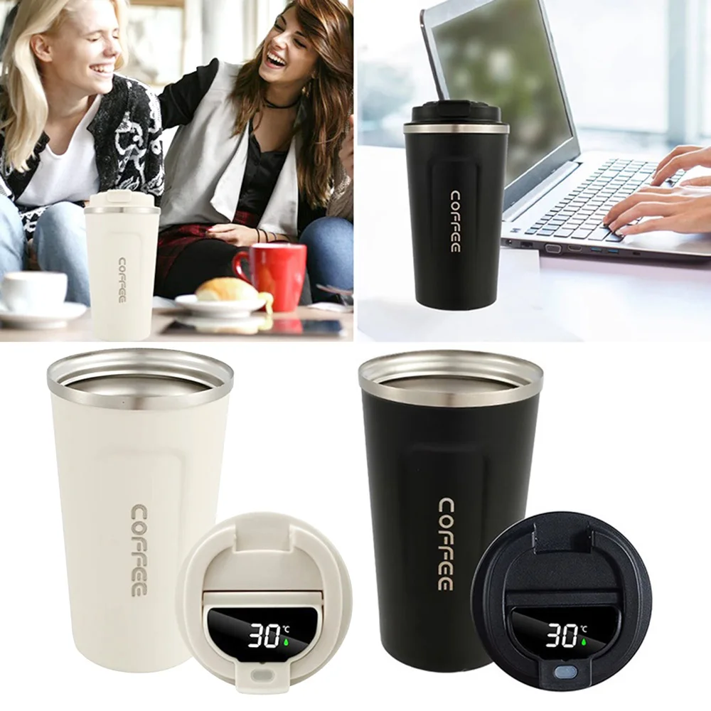 Wholesale Stainless Steel Double-Wall Thermos Cup Smart Mug with LED Digital Display and Lid Coffee Temperature Tumbler