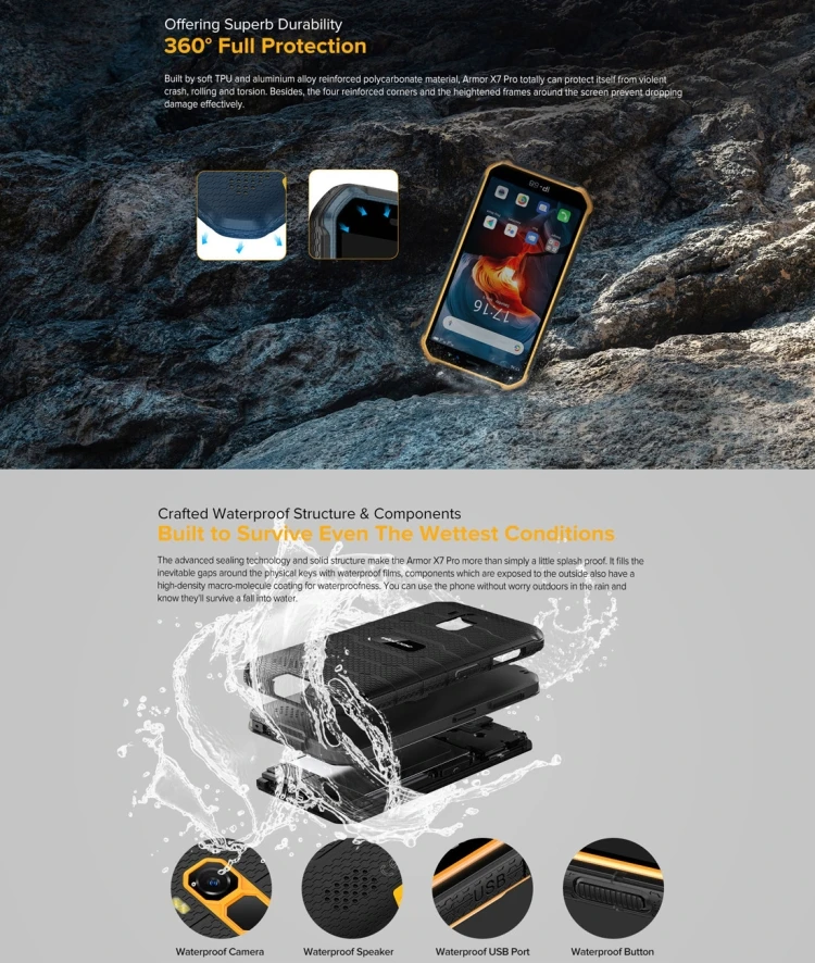 Ulefone Armor X7 Pro 2020 Rugged 4GB+32GB 5.0 inch 4000mAh Android 10.0