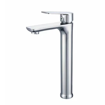 Round Stainless Steel Chrome Polish Hot and Cold Water Mix Tap High End for Bathroom Basin Sink Faucet