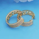 Hoop Earrings New Fashion Jewelry AAA Cubic Zirconia Brass Small Round Gold Hoop Earrings