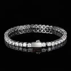 Women Men Thin 18K Gold Plated Jewelry Adjustable Stainless Steel Zircon CZ Diamond Cubic Zirconia Tennis Bracelet
