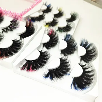 NEW false eyelashes fluffy best selling color lashes3d wholesale vendor color 25mm 5d mink eyelashes full strip lashes